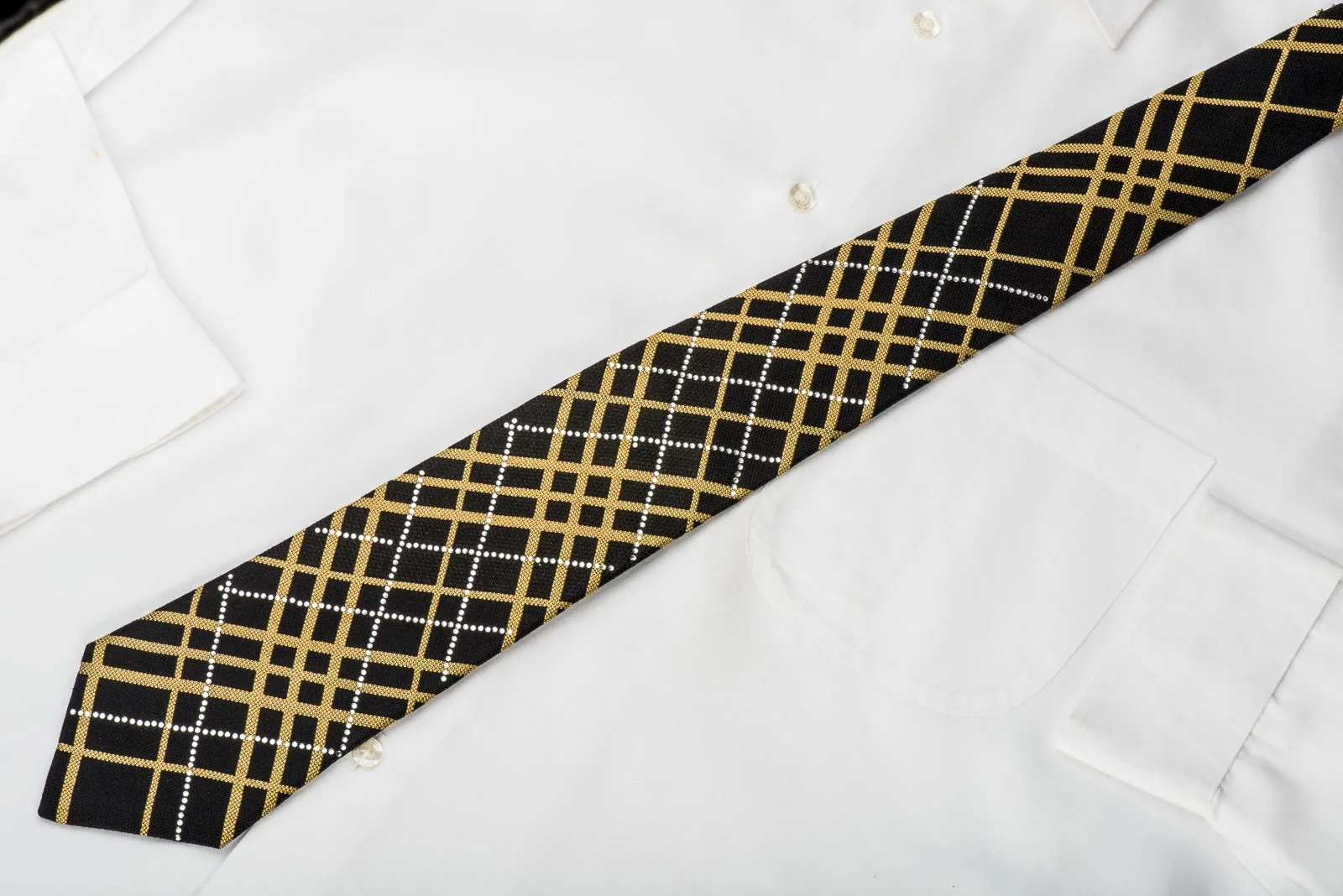 Roberta di Camerino Rhinestone Tie Gold Striped On Black With Sparkles