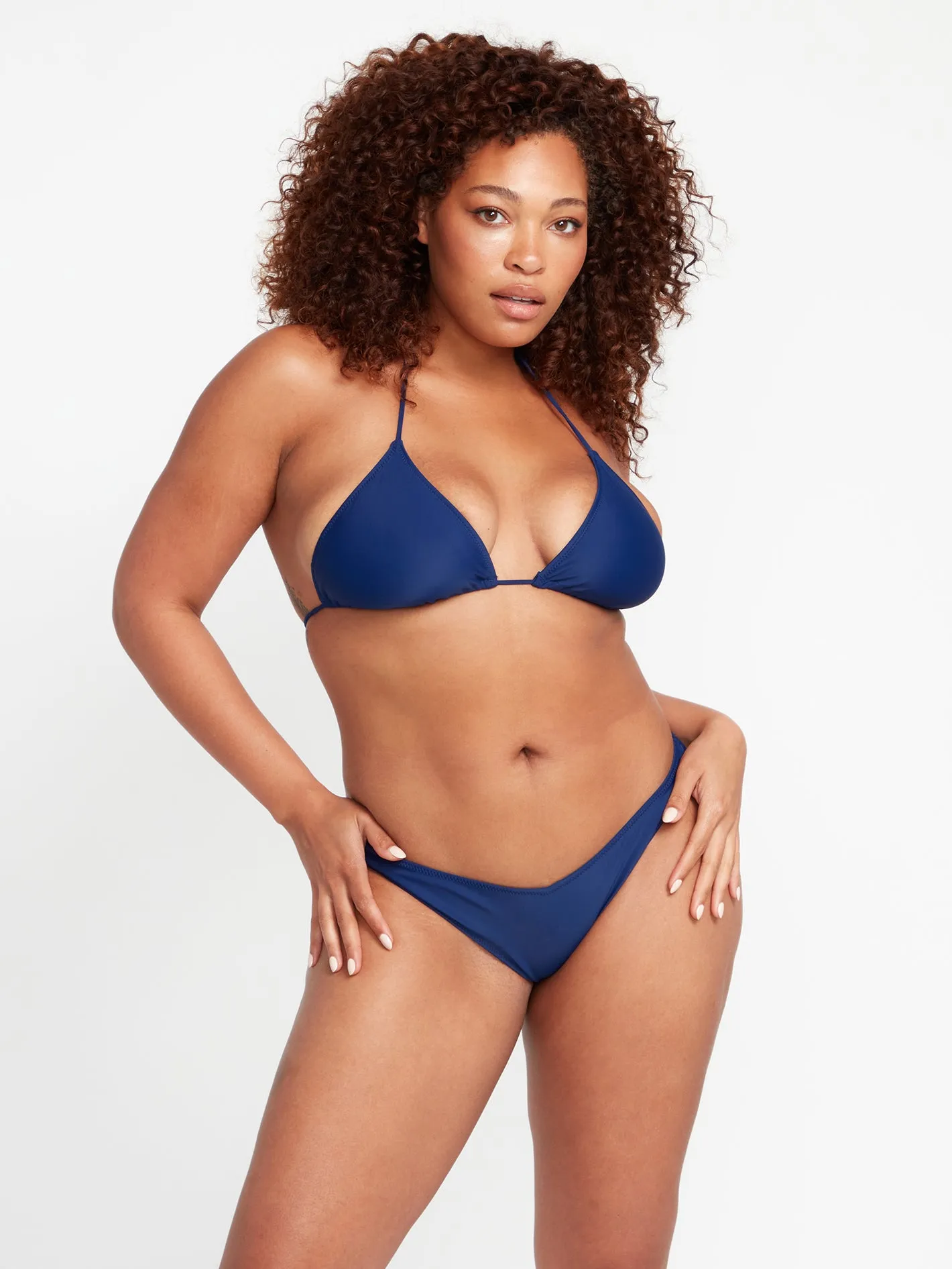 Simply Solid Slide Triangle Bikini Top - Navy