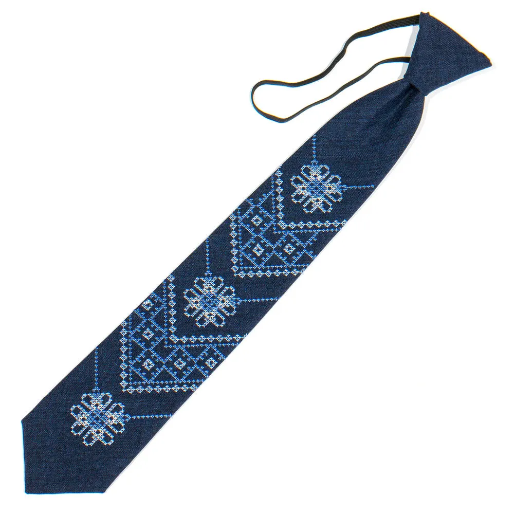 Teen's Embroidered Tie-Navy #002