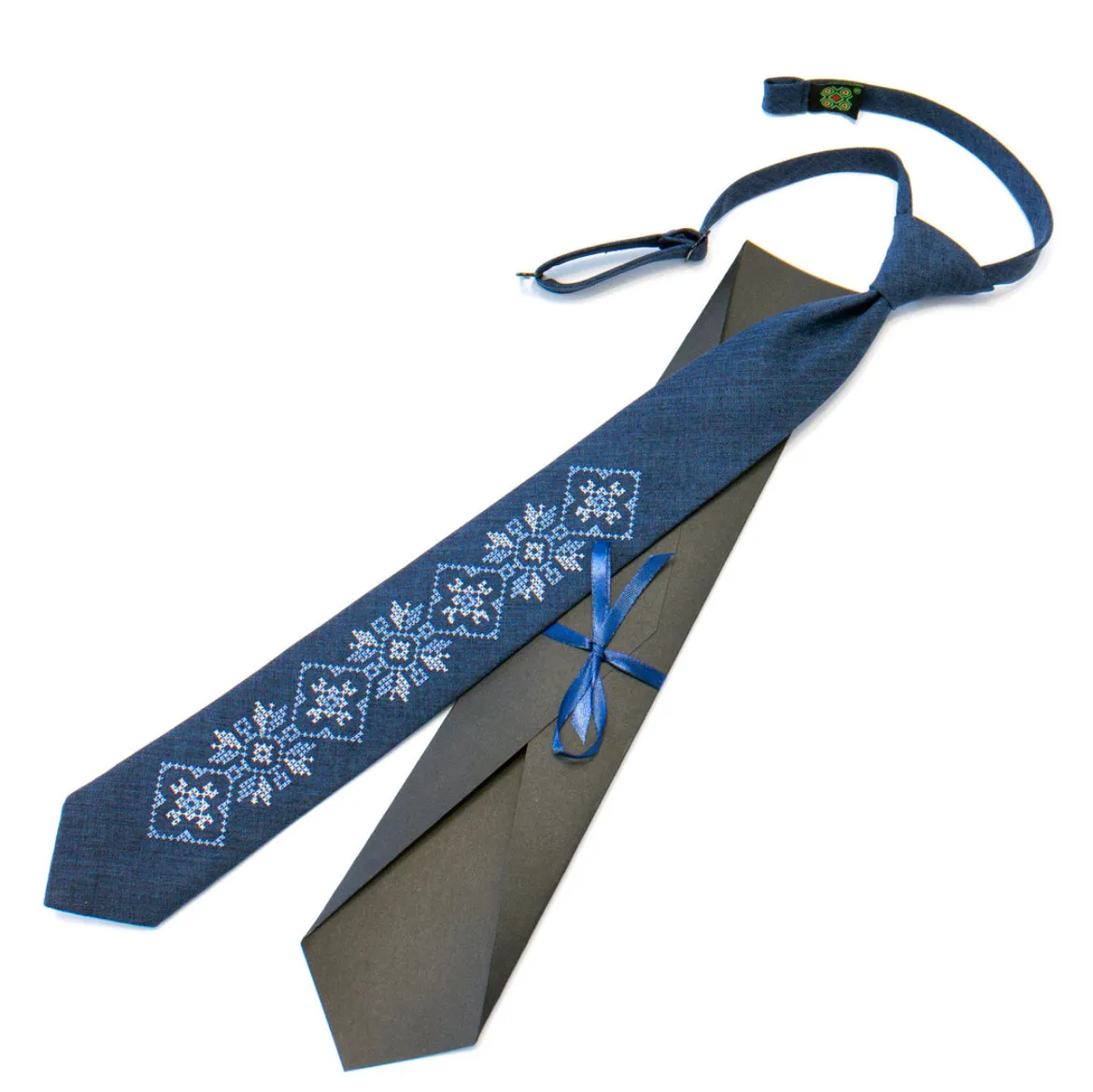 Teen’s Embroidered Tie-Navy #003