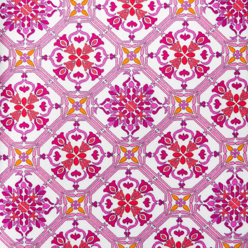 The Corso Umberto Pink Red and White Duchesse Silk Tie