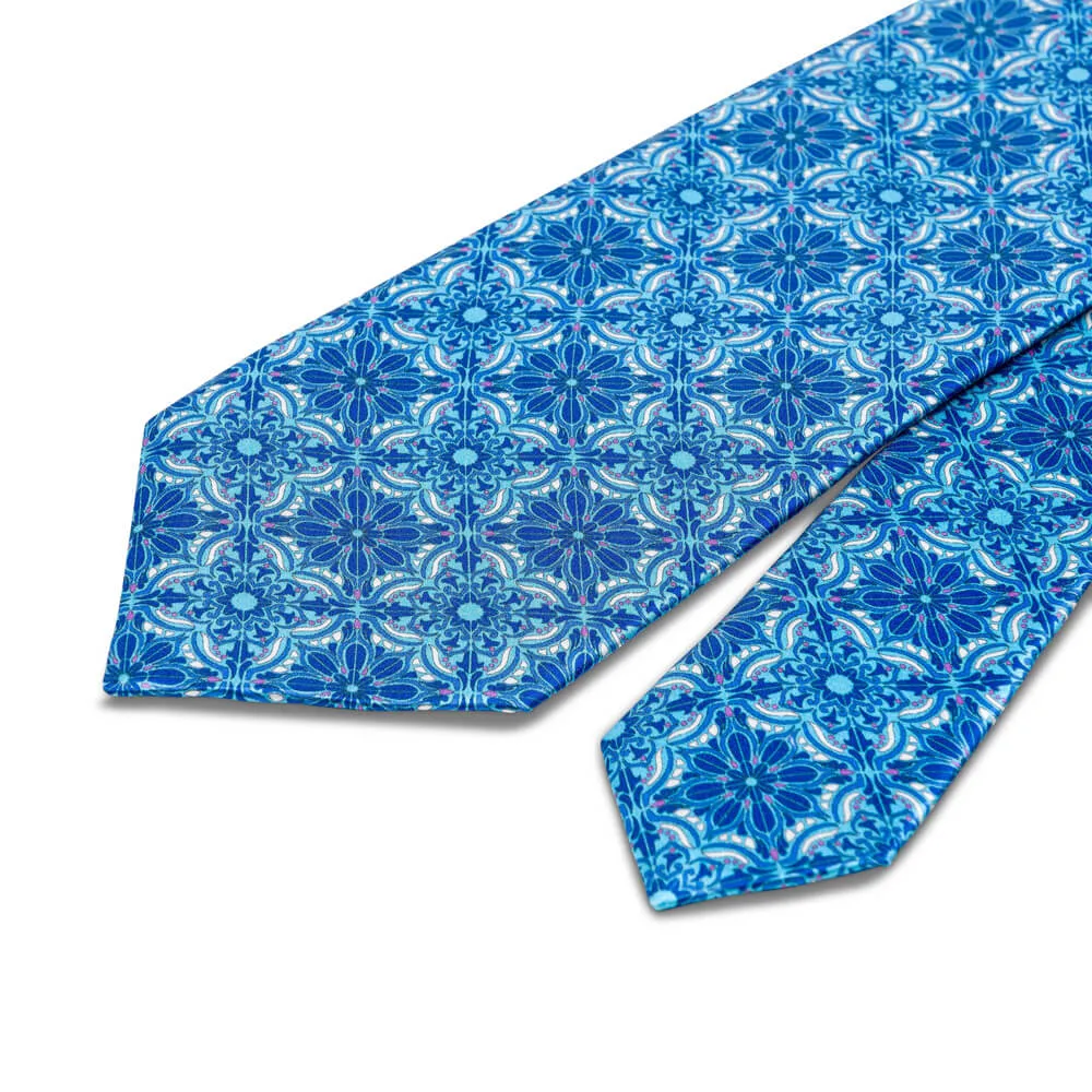 The Duomo Light Blue Duchesse Silk Tie