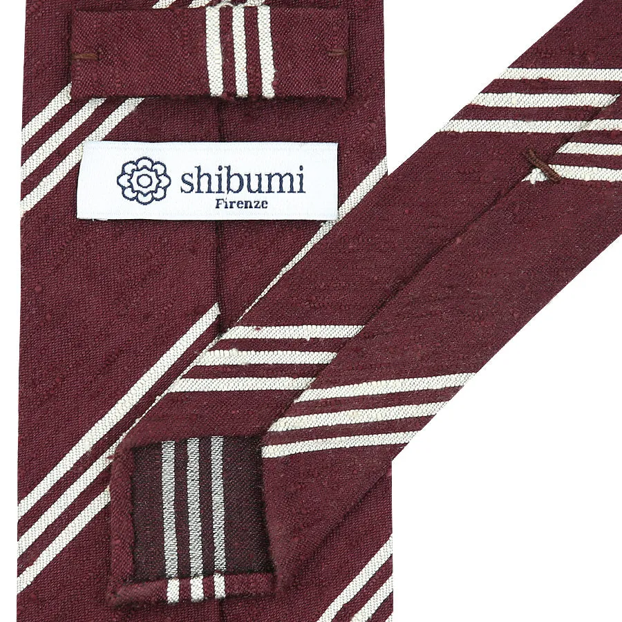 Triple Stripe Shantung Bespoke Tie - Burgundy