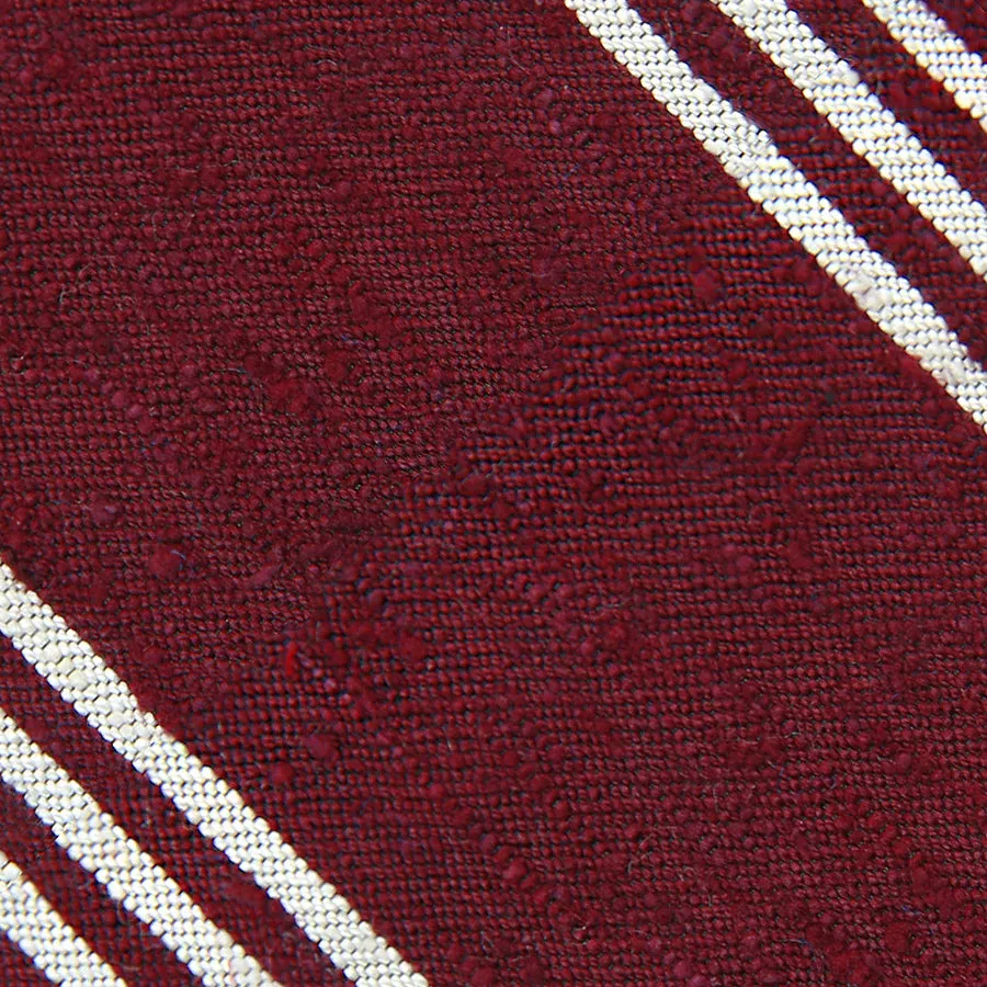 Triple Stripe Shantung Bespoke Tie - Burgundy