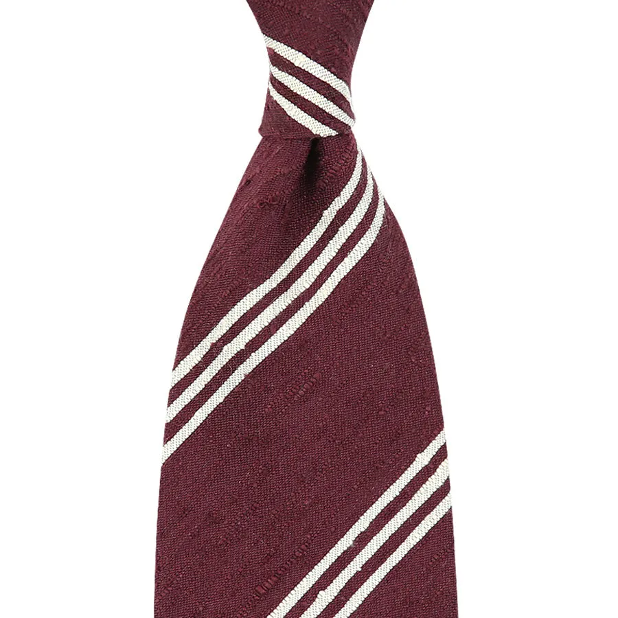 Triple Stripe Shantung Bespoke Tie - Burgundy
