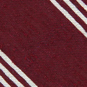 Triple Stripe Shantung Bespoke Tie - Burgundy