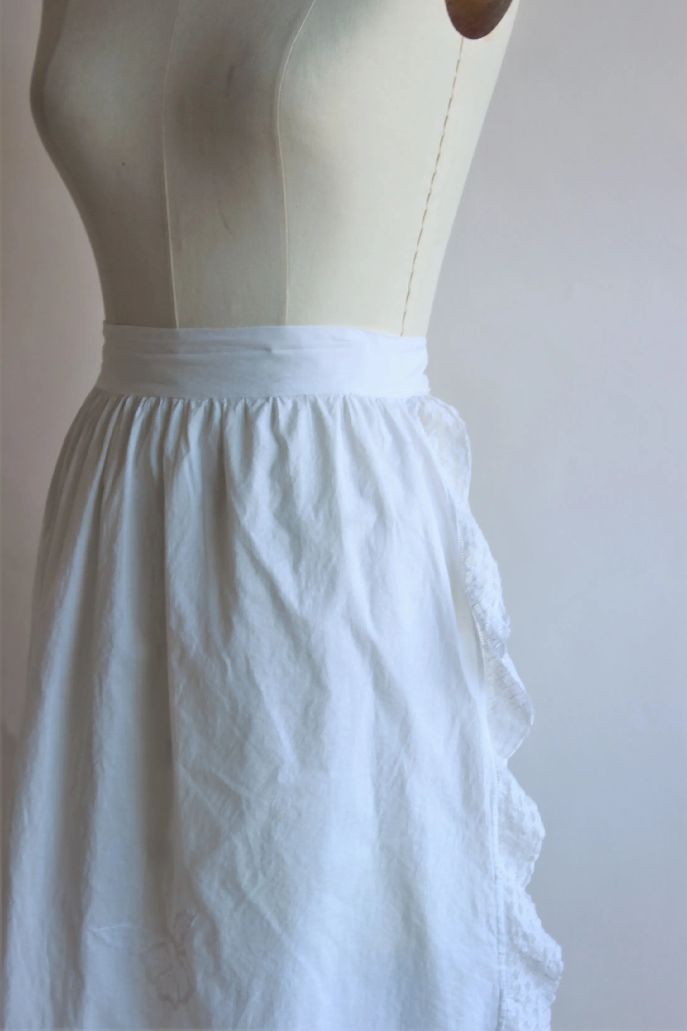 Vintage Early 1900s White Cotton Apron