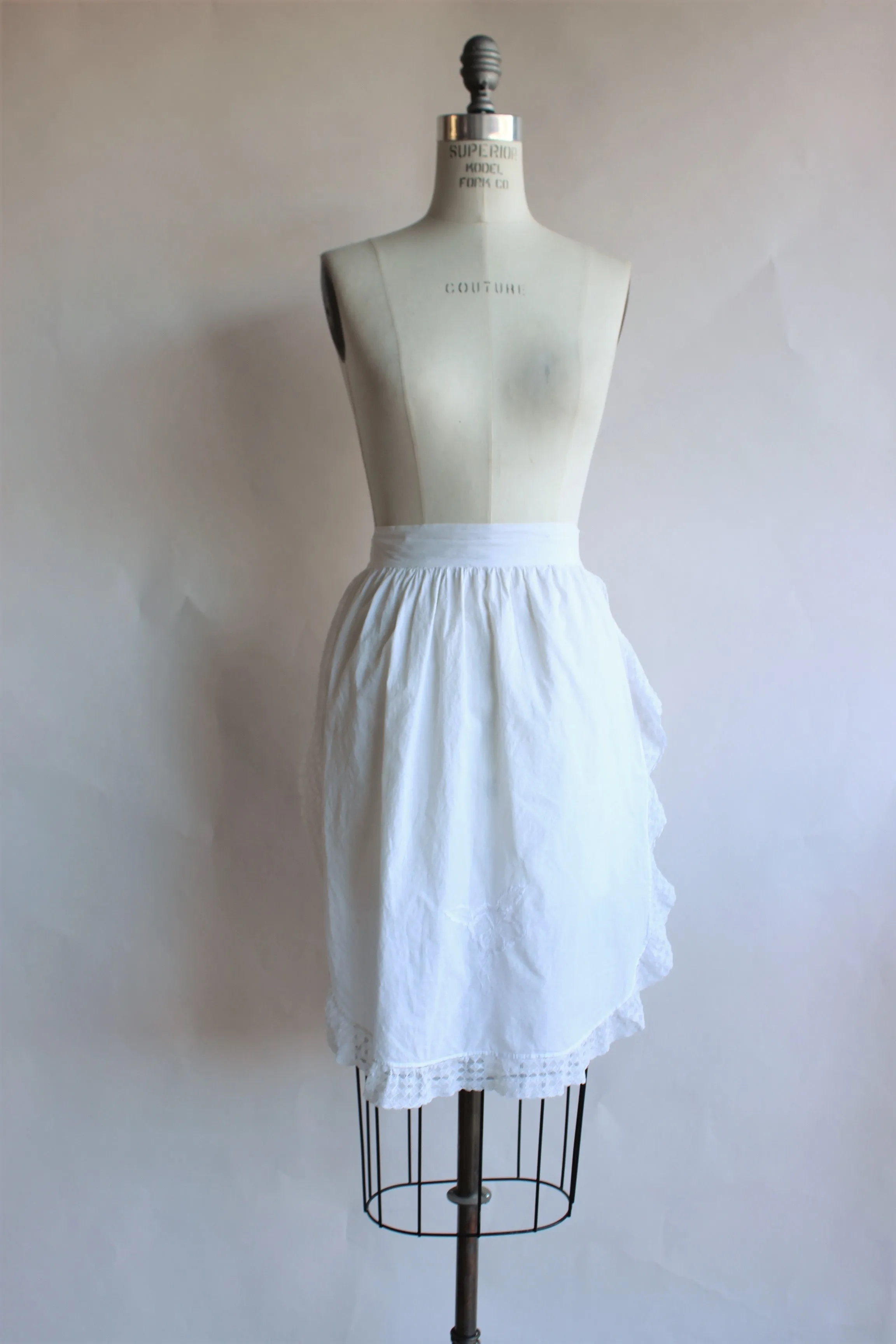 Vintage Early 1900s White Cotton Apron