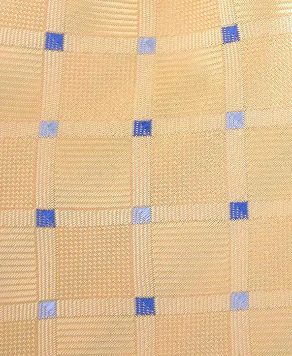 Yellow 4" Wide Tie with Blue Squares